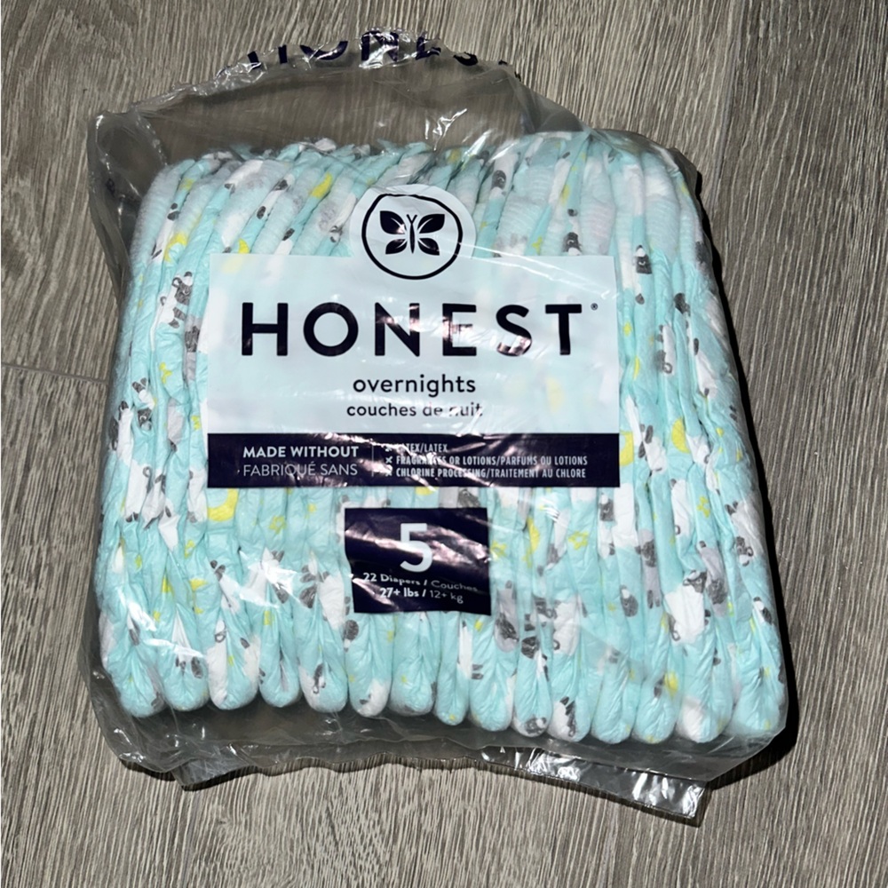 NEW Honest Diapers Size 5 27+ lbs Overnights